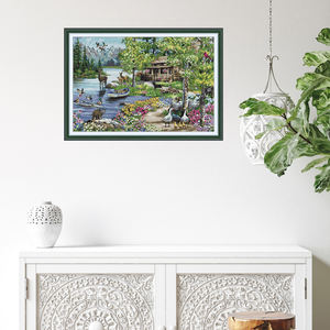 <span class=keywords><strong>Kit</strong></span> de <span class=keywords><strong>broderie</strong></span> au point de croix NKF Lake House Folk Art, fait main, avec tissu épais, personnalisable, vente en gros, directement de l'usine, dropshipping - Product Image 1