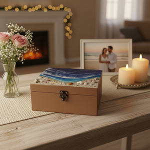 Caja de Joyería Artística de Madera y Resina, Hecha a Mano y Personalizable, Regalo de Boda, Decoración del Hogar, Almacenamiento, Navidad, San Valentín, Fiesta - Product Image 3