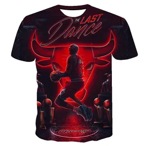 Bull 23 MJ 남성용 티셔츠 MJ 3D 프린트 티셔츠 남성용 및 여성용 스포츠 피트니스 운동복