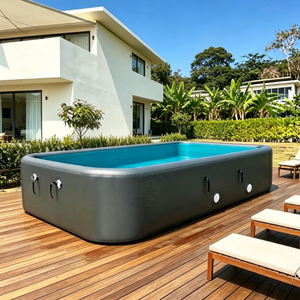 Piscine <span class=keywords><strong>hors</strong></span> <span class=keywords><strong>sol</strong></span> gonflable en PVC Drop Stitch, grande et personnalisable, avec pompe filtrante pour les jeux d'été dans la cour - Product Image 4