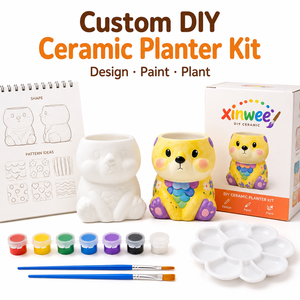 Kit <span class=keywords><strong>de</strong></span> Jardinage Écologique pour Enfants : <span class=keywords><strong>Pot</strong></span> en Céramique en Forme d'Animal pour Plantes Succulentes, à Peindre Soi-même, Décoration Maison Précoce - Product Image 1