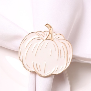 Halloween Hallowmas Orange Pumpkin Alloy White Galvanized Metal <b>Napkin</b> Ring for Restaurant Party Black <b>Cloth</b> <b>Napkins</b> Decoration - Product Image 3