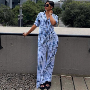 STOCK Print <strong>Women's</strong> Two Pieces <strong>Set</strong> <strong>Short</strong> Sleeve <strong>Shirt</strong> Top <strong>and</strong> Wide Leg Pant <strong>Set</strong> Plus Size Africa Outfits <strong>S</strong>-2XL - Product Image 3