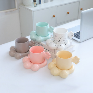 Tazza in ceramica moderna con piattino per caffè, Design per coppie, Design carino, microonde e lavabile in lavastoviglie, uso da ufficio - Product Image 2