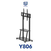 Chariot TV mobile en acier 50"-98" avec réglage de hauteur pratique, noir, capacité de charge 100 kg, certifié CE RoHS pour usage bureau et domicile