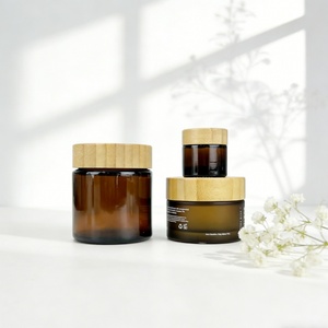 Frosted Bamboo Body <b>Scrub</b> Cream Glass Jar 30g 50g 60g 100g Factory Direct Price Skin Care Eye Cream Glass Jar with Bamboo <b>Cap</b> - Product Image 3