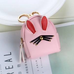 <b>Cute</b> Mini PU Leather Keychain Bag and Coin Purse <b>Wallet</b> with Zipper Closure Wholesale for Girls Candy Pattern - Product Image 1