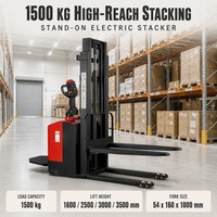 Diskon penumpuk palet listrik penuh ELES15F 1500KG Stacker bertenaga 3M 3.5M 4M penumpuk palet Straddle