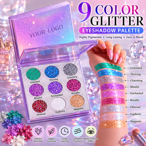 Paleta de sombras de ojos de 9 colores de la serie Shimmer de MLM Cosmetics con tonos perlados que cambian de color para un maquillaje de ojos radiante. - Product Image 4