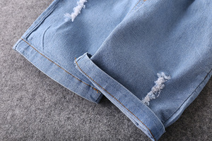 Conjuntos de Pijamas de Verano para Niños, Vestidos de Mezclilla para Niños, Incluyen Camisa Negra con Estampado y Pantalones Cortos de Mezclilla - Product Image 6