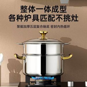 Olla para sopa de acero inoxidable de 2.1-3L antiadherente con doble asa y tapa para cocinas de inducción y de gas - Product Image 4