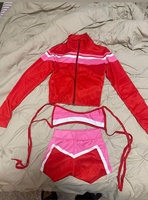 KY Femme Colorblock Sexy Anniversaire Tenue Mini Short Cropped Vestes 2 Pièces