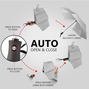 Hot Seller Modern Fashion Automatic 3-Fold Windproof Reflective Umbrella Glass Fiber Ribs Iron <b>Frame</b> Outdoor Portable Compact - Product Image 3