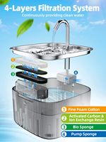 Fontaine à eau intelligente pour chat, prix d'usine, 75 oz/2,2 L, écologique, ultra silencieuse, filtration automatique multicouche, acier inoxydable 304