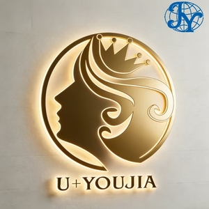 Insegna <span class=keywords><strong>LED</strong></span> Personalizzata con Logo Aziendale 3D JUYI, Insegna Luminosa Retroilluminata in Metallo Dorato e Acrilico - Product Image 3