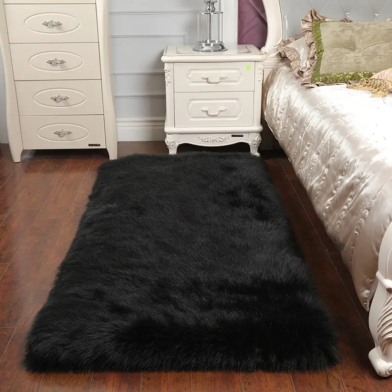 Tapis en fausse fourrure douce de haute qualité, grands tapis Shaggy lavables pour chambre d'hôtel