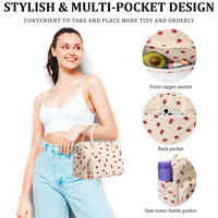Sacs isothermes portables pour le travail, le pique-nique, grande boîte à lunch réutilisable, sac à lunch isotherme anti-fuite pour adultes, sac à lunch à motif fraise pour femmes et hommes