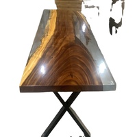 Direct de l'usine Mobilier de maison Design spécial haut de gamme Restaurant Cuisine Dîner Bois de noyer Rivière claire Table à manger en résine époxy