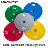 Disque de musculation en fonte émaillée colorée 1,25-25 kg, trou de 2 pouces, double codage KG/LB, pour salle de sport, OEM