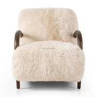Fauteuil simple en tissu de laine moderne FERLY, fauteuil avec structure en bois massif et coussin épais, meubles de salon