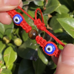 <span class=keywords><strong>Pulsera</strong></span> de Hilo Rojo para Bebés, Joyería de Protección, Hecha a Mano, con Piedra de Ojo de Tigre, Pulseras de Ojo Turco para Regalo de Bebé - Product Image 4