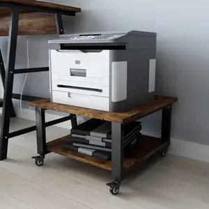 Soporte para impresora grande de oficina, soporte para copiadora, debajo del escritorio, soporte para impresora láser de 2 niveles, carro rodante resistente con estante de almacenamiento de papel