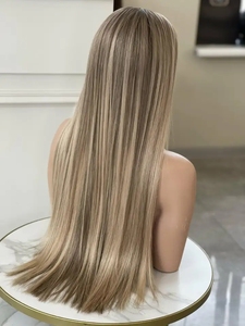 <span class=keywords><strong>Parrucca</strong></span> Frontale in Pizzo con Top in Seta Trasparente HD, 100% Vergine Russa, Allineamento Cuticolare, Doppio Filamento, Baby Hair, Colore Biondo Platino con Riflessi - Product Image 4