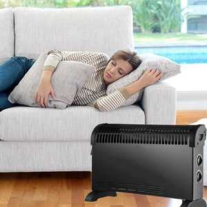 Radiateur électrique à convection 750W 1050W 1800W 3 niveaux de chaleur 52,5x17x32,5 cm Noir - Product Image 4