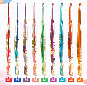 Crochets de <span class=keywords><strong>crochet</strong></span> en résine cristalline à motif griffe de chat floral, multi-tailles, ensemble de crochets de <span class=keywords><strong>crochet</strong></span> allongés faits à la main, outil portable pour le bricolage - Product Image 4