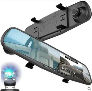 Groothandel Auto Black Box Full Hd 1080P Dual Lens Dash Cam 4.3 "Achteruitkijkspiegel Auto Dvr Camera Nacht Visionp
