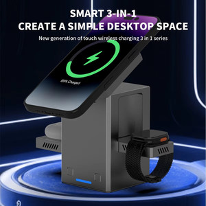 Fábrica 3-en-1 15W Cargador inalámbrico Estación DE CARGA DE VIAJE plegable magnética con adaptador de corriente para <span class=keywords><strong>IPhone</strong></span> - Product Image 2