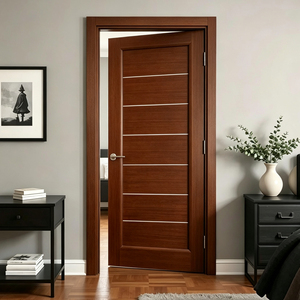 Puerta de madera maciza clásica GA-02L de tamaño personalizado con ranura decorativa para habitación. - Product Image 1