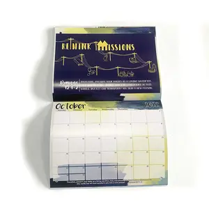 Chinese Printing Custom Zadelsteek Binding Muur Opknoping Flip Kalender