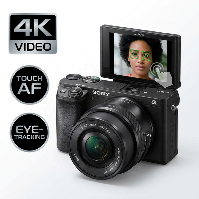 Wholesale Sony A6100 Alpha 6100 Mirrorless Camera 16-50mm PZ Lens 24.2MP 0.02s Fast AF 4K Video Real-time Eye AF Vlog Bulk