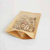 12x20cm Doypack Zip Lock pochettes debout emballage alimentaire sacs à fermeture éclair marron recyclable Transparent Kraft artisanat sacs en papier