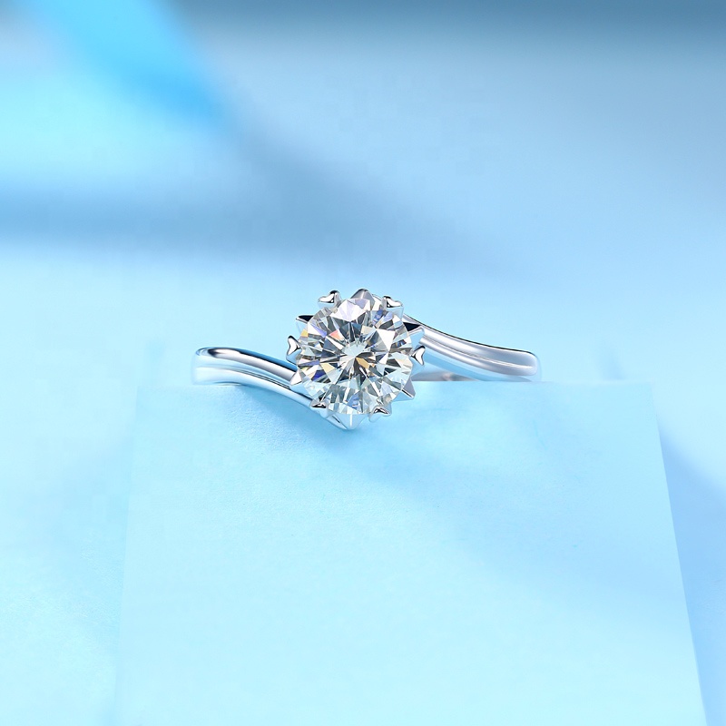 HMOIS factory costom 925 sterling silver rings women 1.0ct VVS moissanite engagement ring