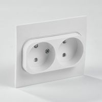 Elendax EU estándar plástico piel sensación Panel 2-Salida Schuko pared enchufe eléctrico 10/16A 250V