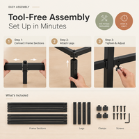 Cadre de lit plateforme en métal Queen Size avec tête de lit, trous pré-percés, design minimaliste pour suite de chambre