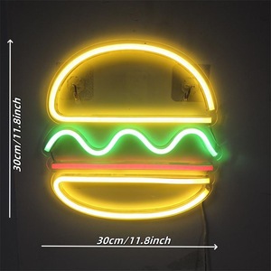 Enseigne néon LED personnalisée pour hamburger, pièces d'art murales en acrylique, luminaires personnalisables pour bar, <span class=keywords><strong>café</strong></span> ou magasin - Product Image 3