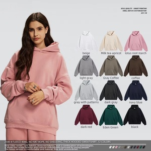 Sudadera con Capucha de Forro Polar Grueso de 400 g/m² con Logotipo Personalizado, Unisex, Talla Grande, con Conjunto de Pantalones Deportivos, Ropa Urbana al por Mayor - Product Image 4