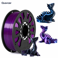 Filament d'imprimante 3D QUANCER PLA Soie Tricolore 1,75 mm Bobine 1 kg Certifié CE Température de buse 200-220°C Température de plateau 50-70°C