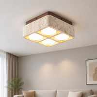 Plafonnier en pierre de grotte jaune style Wabi Sabi japonais, lampe de plafond créative en travertin pour hall d'entrée, maison d'hôtes, balcon, lumière neutre