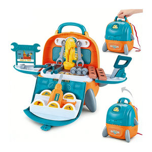 Early Learning Tool Set <b>Wooden</b> Workbench <b>Toolbox</b> Engineer Toy Drill Construction Pretend Play Motor Skills Activity Toy - Product Image 1