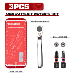 Geinxurn Slide Tool Box 3PCS Mini <strong>Ratchet</strong> <strong>Wrench</strong> Set With Bit,Impact Adapter - Product Image 3