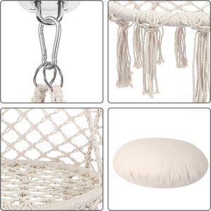 Woqi Outdoor Chaise balançoire suspendue pliante ronde en métal <span class=keywords><strong>macramé</strong></span> avec panneau en bois de bambou pour jardin, patio ou meubles de salon - Product Image 4