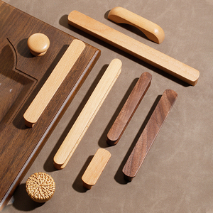 Poignée en bois de conception moderne et simple, porte de tiroir d'armoire naturelle, poignée en bois massif pour meubles Almirah - Product Image 2