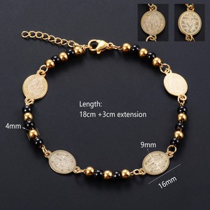 Pulseras Vintage de la Virgen María para Mujeres y Hombres, Cadena de Mano con Cuentas Redondas de Acero Inoxidable, Joyería Religiosa de Marca Elíptica - Product Image 3