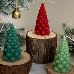 Handmade Aromatherapy Scented Gypsum Resin Silicone Craft <b>Mold</b> 3D Bubble Christmas Tree <b>Candle</b> DIY Pagoda Style <b>Mold</b> Kit - Product Image 1