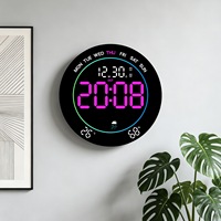 Nouvelle horloge murale LED multifonctionnelle moderne et créative en plastique avec grand écran pour l'ambiance du salon