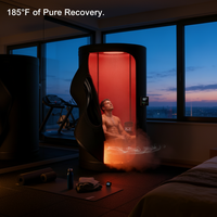Tente de sauna électrique portable OHO 185 moderne pour la maison et la chambre, design rond noir, chauffage rapide, relaxation et récupération musculaire